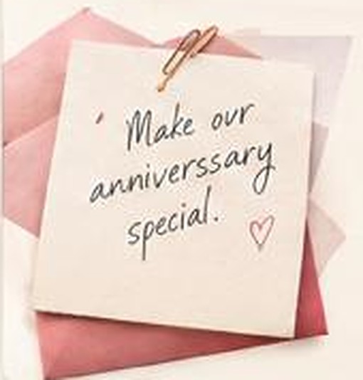 A pinned note reading: Make our anniversary special.